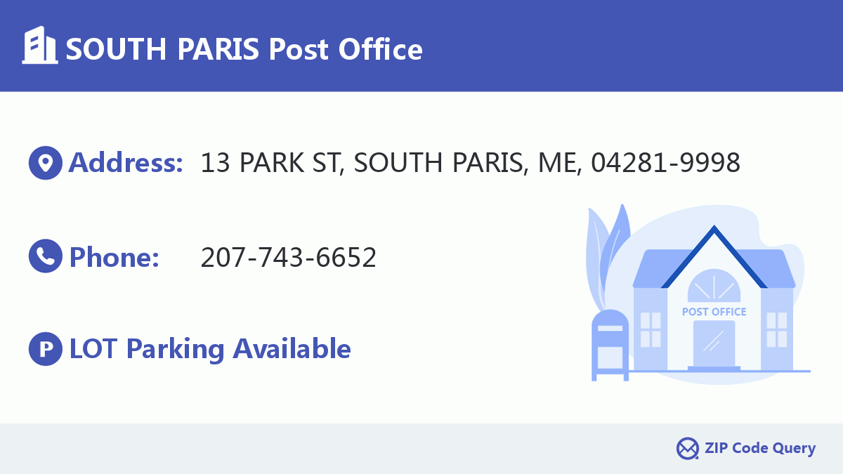 Post Office:SOUTH PARIS